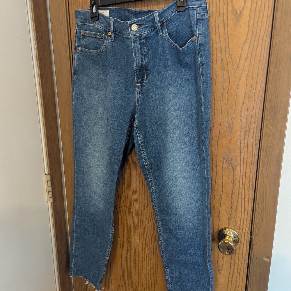 Gap Vintage Slim Mid Rise Distressed Hem Denim Blue Jeans- 32/14R